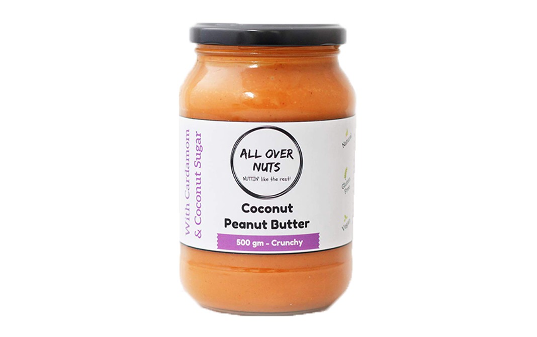 All Over Nuts Coconut Peanut Butter Crunchy   Glass Jar  500 grams